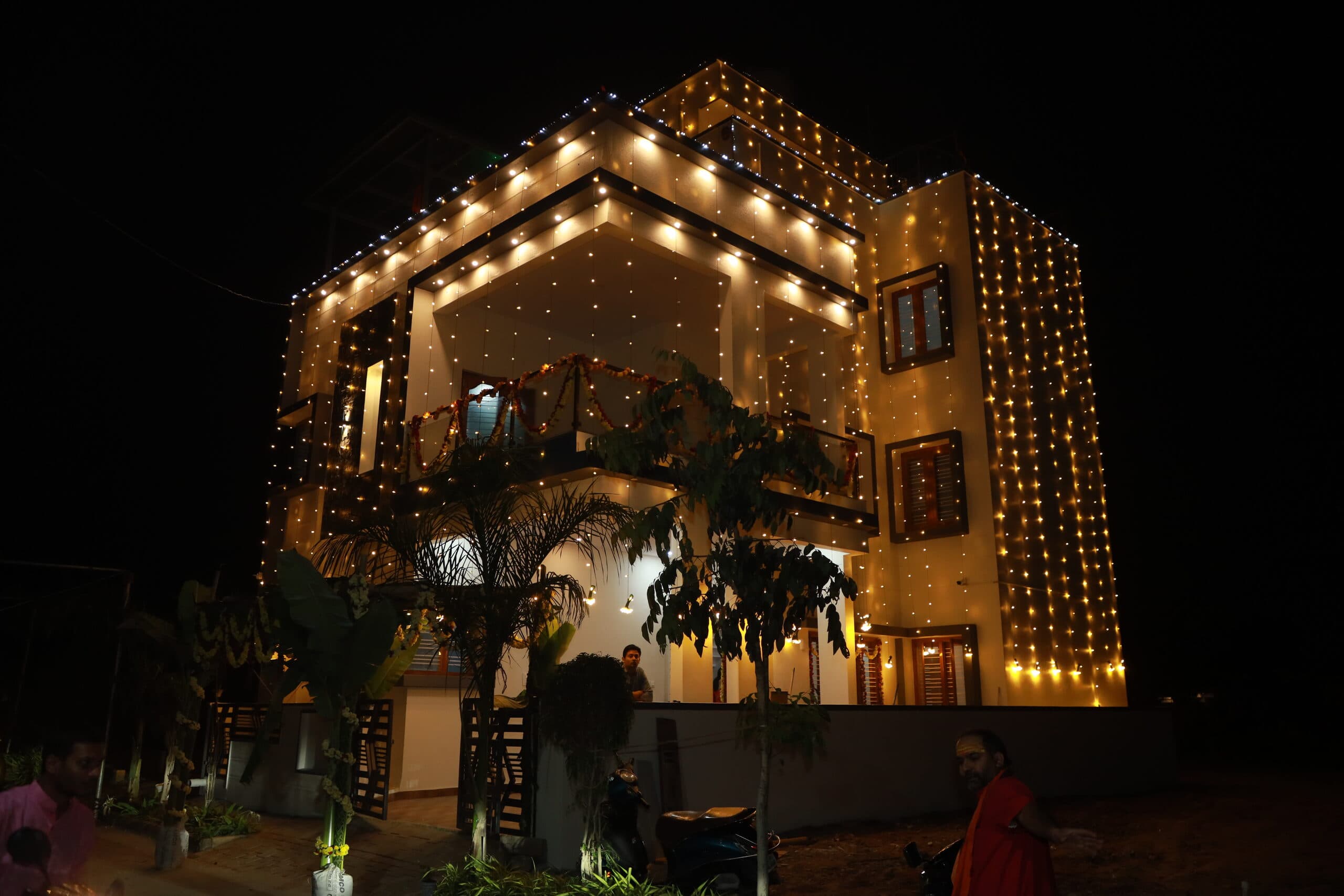 A new home lit up for the housewarming